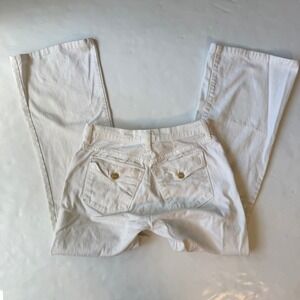 NYDJ White Low Rise Bootcut Jeans Bedazzled Flap Pocket Y2K Style 1782 Size 4R